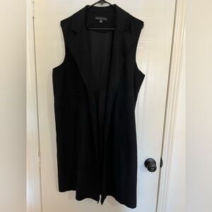 Joan Vass Black Long Open Cardigan Vest